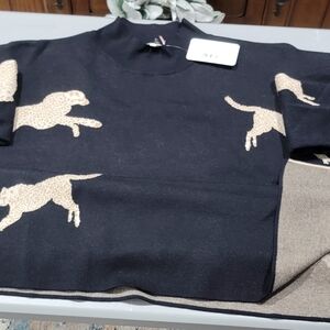 Black Sweater with Tan Leopard Print Dogs